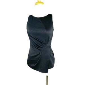 ZARA BASIC Collection Top Ruched Asymmetric Black Sleeveless Tank Womens XS